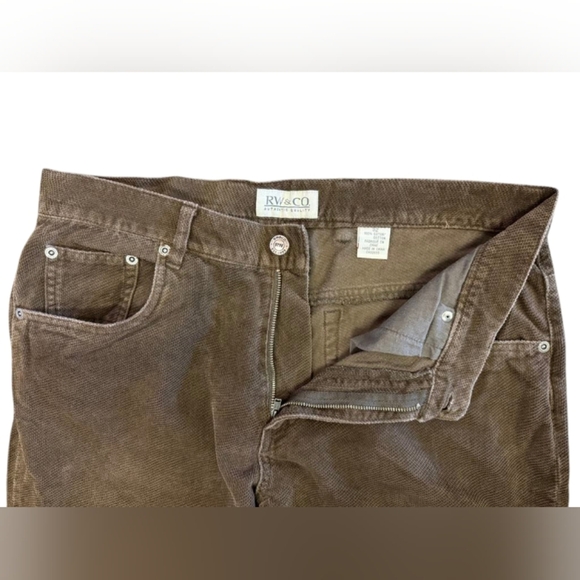 RW&CO. EUC Brown Cotton Textured Trousers Size 32 - Picture 8 of 10